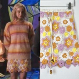 ASO Enid Sinclair Wednesday Netflix Show Floral Crochet Skirt